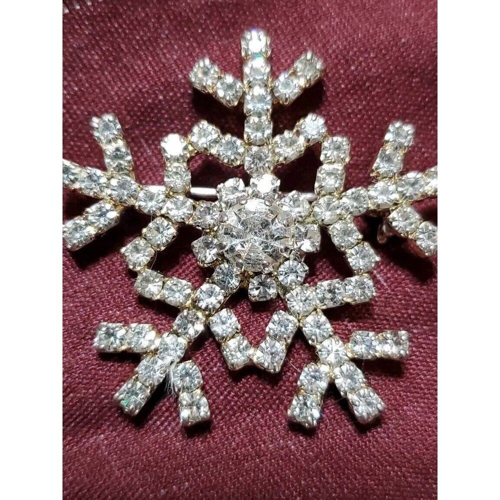 Snowflake EISENBERG ICE Vintage Silver Swarovski Crystal Brooch Pin Signed